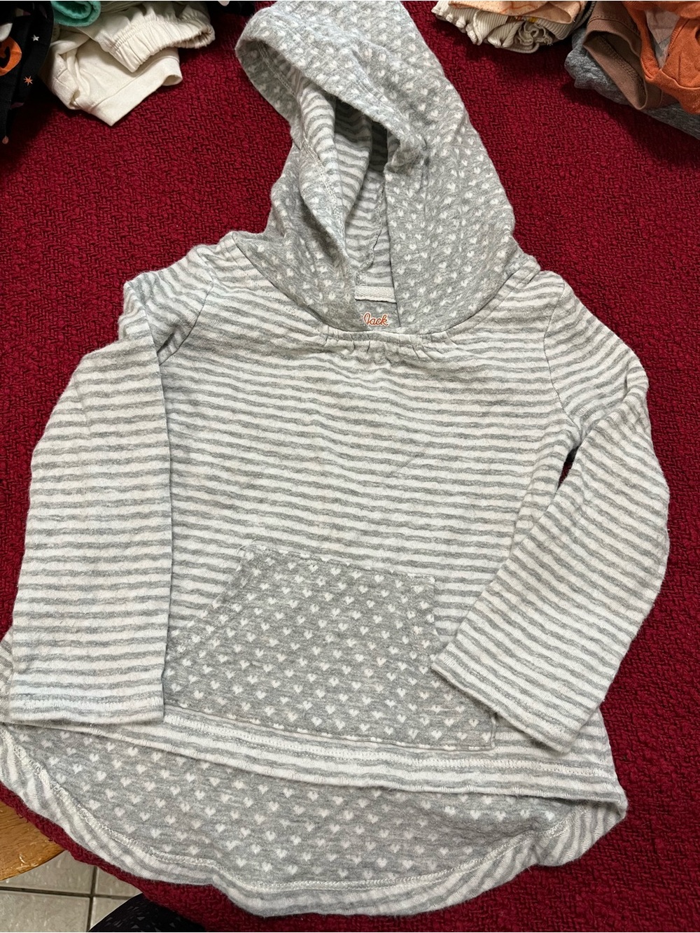 Cat & Jack Gray and White Striped Hooded Pullover